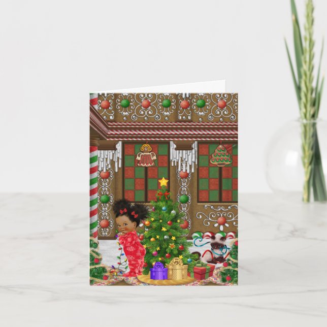 Afroamerikaner-Weihnachtskarte Feiertagskarte (Vorderseite)