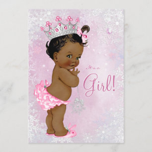 Afroamerikaner-Winter-Märchenland-Babyparty Einladung
