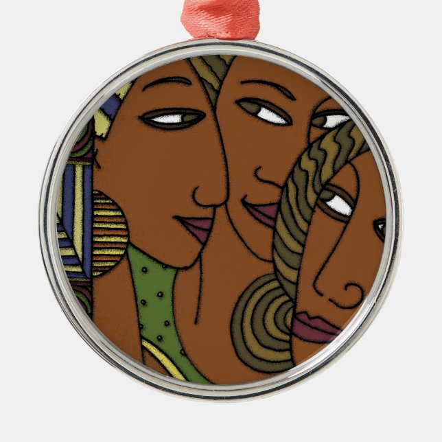 Afroamerikanerfrauen-Schwesterfreunde Ornament Aus Metall (Vorne)