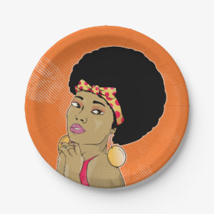 Afroamerikanerin 70er Disco Pappteller