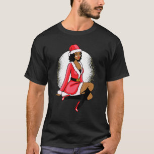 Afroamerikanerin Claus Black Christmas Graphic T-Shirt