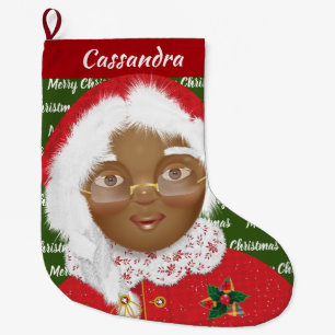 Afroamerikanerin Claus Girl Weihnachtsfeiertag Großer Weihnachtsstrumpf