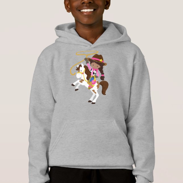 Afroamerikanerin, Cowgirl, Sheriff, Lasso Hoodie (Vorderseite)