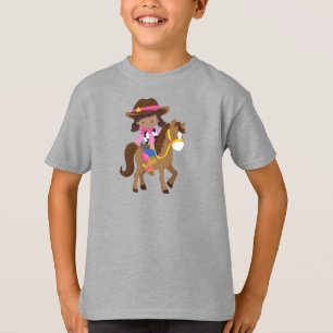 Afroamerikanerin, Cowgirl, Sheriff, Pferd T-Shirt