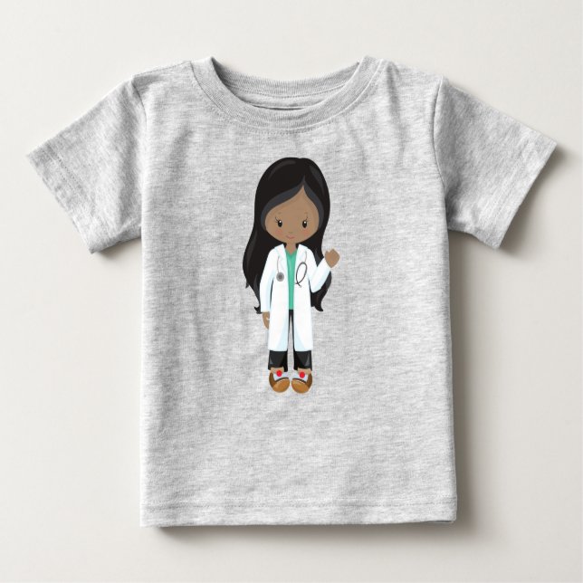 Afroamerikanerin, Doktor, Krankenschwester, Stetho Baby T-shirt (Vorderseite)