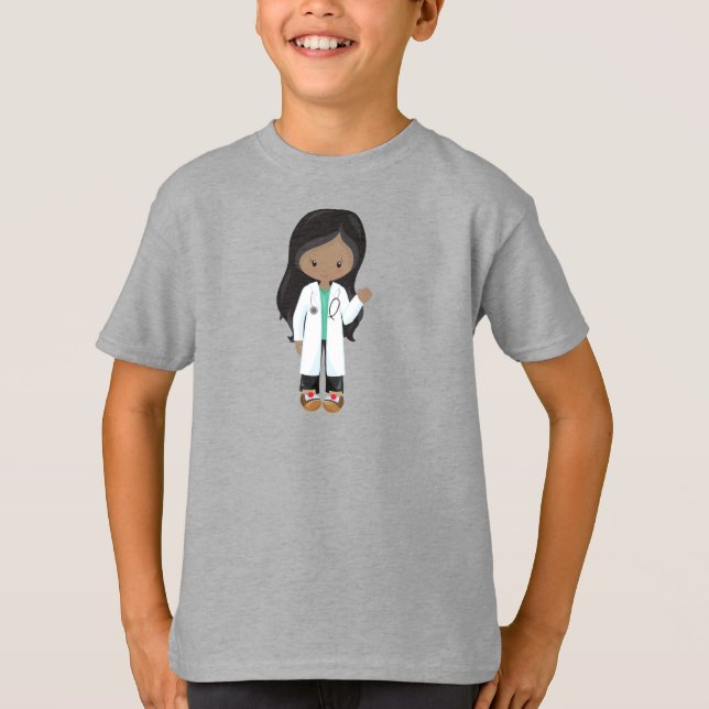 Afroamerikanerin, Doktor, Krankenschwester, Stetho T-Shirt (Vorderseite)