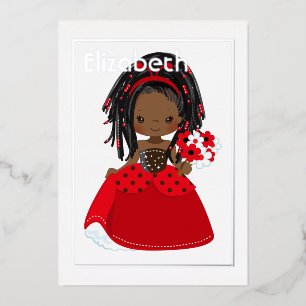 Afroamerikanerin Ladybug Birthday Folieneinladung