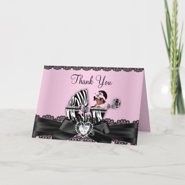 Afroamerikanerzebra-Babyparty danken Ihnen zu Dankeskarte (Vorderseite)