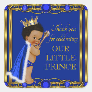 Afroamerikanische Afro-Prinz-Baby-Shower-Aufkleber Quadratischer Aufkleber