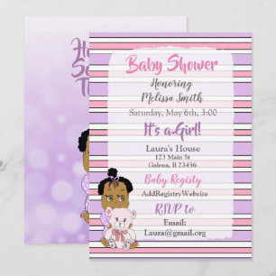Afroamerikanische Baby Girl Baby Shower Einladung