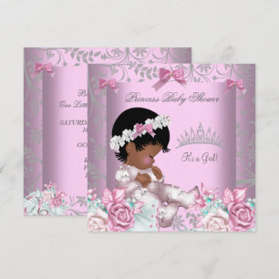 Afroamerikanische Baby-Party für Mädchen in Pink u Einladung