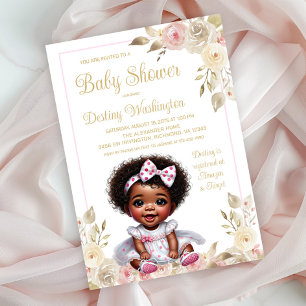 Afroamerikanische Babyparty für ein Mädchen in Ros Einladung
