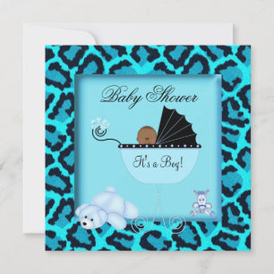 Afroamerikanische Babyparty für Jungen mit Tierpri Einladung