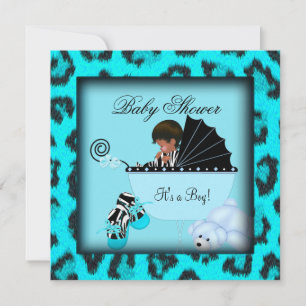 Afroamerikanische Babyparty Junge Zebra Tier Einladung