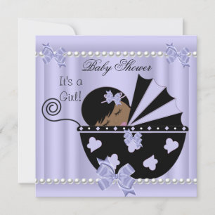 Afroamerikanische Babyparty Mädchen Lila Einladung