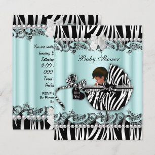 Afroamerikanische Babyparty Zebra Junge oder Mädch Einladung