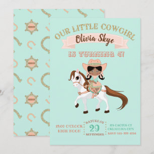 Afroamerikanische Cowgirl auf einem Pferd Mädchen  Einladung