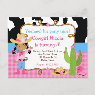 Afroamerikanische Cowgirl Western Geburtstagsfeier Postkarte