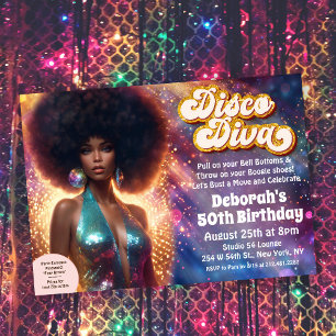 Afroamerikanische Disco-Diva 70er Disco-Einladung Einladung