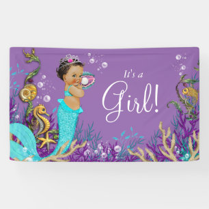Afroamerikanische ethnische Meerjungfrau Baby Show Banner