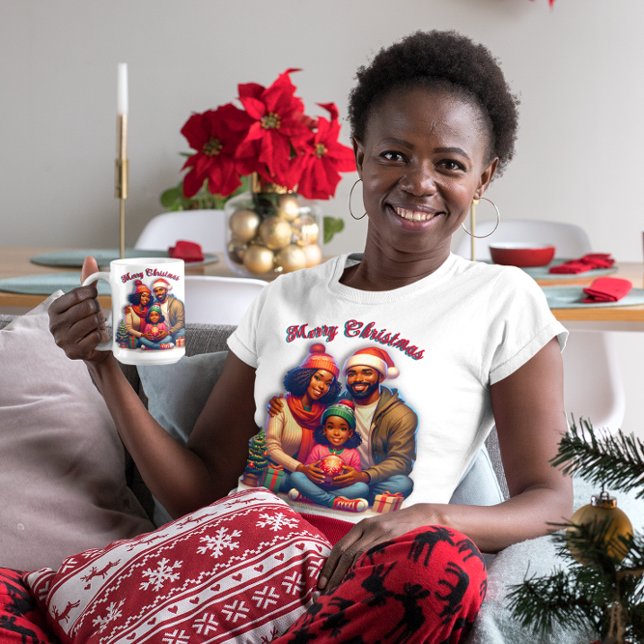 Afroamerikanische Familie frohe Weihnachten Tri-Blend Shirt (Von Creator hochgeladen)