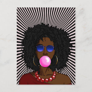 Afroamerikanische Frau Bubble Gum Pop-Art Postkarte