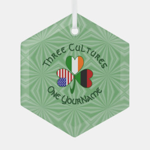 Afroamerikanische Irische Shamrock-Flagge Personal Ornament Aus Glas