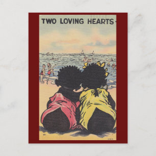 Afroamerikanische Kinder Strand Vintage Valentinst Postkarte