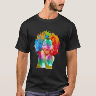 Afroamerikanische Lady Afro-Malerei T-Shirt