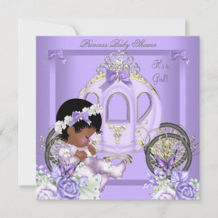 Afroamerikanische Lavendel-Baby-Party Mädchen 5 Einladung