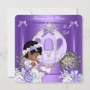 Afroamerikanische Lavendel-Baby-Shower-Girl 5A Einladung