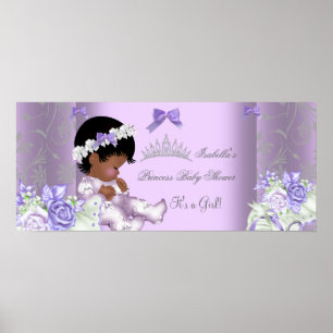 Afroamerikanische Lavendelgraue Babyparty Mädchen Poster