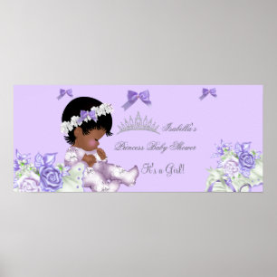 Afroamerikanische Lavendelgraue Babyparty Mädchen Poster
