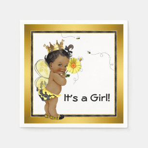 Afroamerikanische Mädchen-Bumblebee-Babyparty Serviette