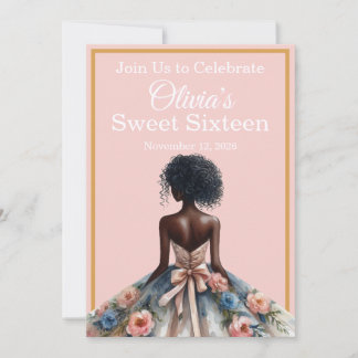 Afroamerikanische Mädchen Sweet Sixteen Einladung