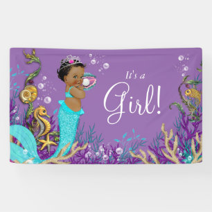 Afroamerikanische Meerjungfrau Baby Shower Banner