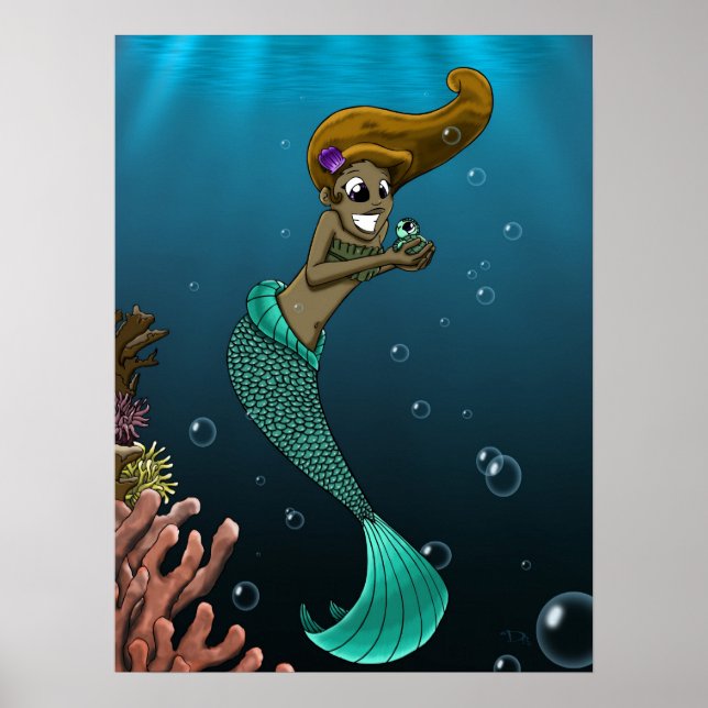 Afroamerikanische Meerjungfrau Poster (Vorne)