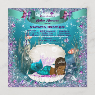 Afroamerikanische Meerjungfrau Prinzessin Baby Sho Einladung