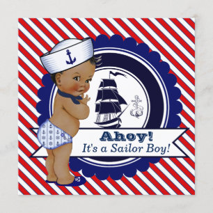 Afroamerikanische nautische Babyparty für einen Ju Einladung