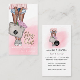 Afroamerikanische pinke und blaue Jeans-Blumen Ges Visitenkarte