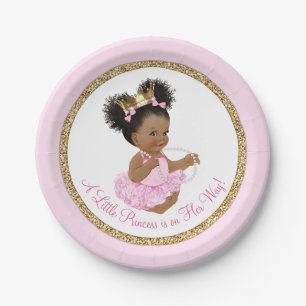 Afroamerikanische Prinzessin Baby Shower Papierpla Pappteller