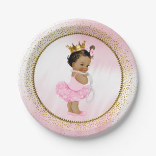 Afroamerikanische Prinzessin Baby Shower Papierpla Pappteller