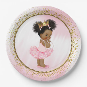 Afroamerikanische Prinzessin Baby Shower Papierpla Pappteller