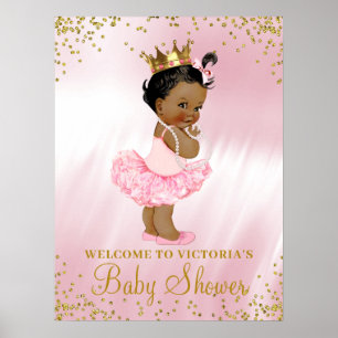 Afroamerikanische Prinzessin Baby Shower Willkomme Poster