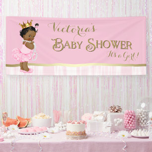 Afroamerikanische Prinzessin Ballerina Babyparty Banner
