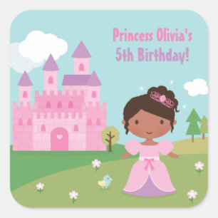 Afroamerikanische Prinzessin Geburtstagsparty Stic Quadratischer Aufkleber