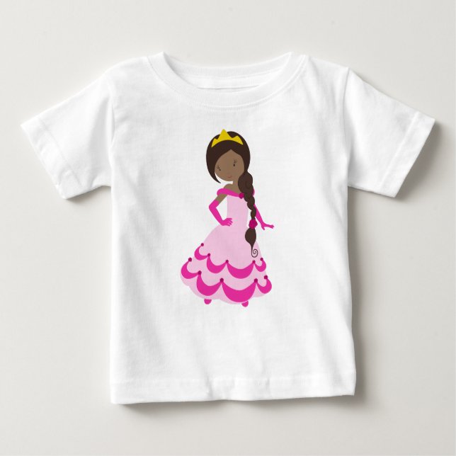 Afroamerikanische Prinzessin, Krone, Gown, rosa Kl Baby T-shirt (Vorderseite)