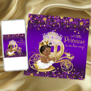 Afroamerikanische Prinzessin Lila Gold Babyparty Einladung