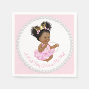 Afroamerikanische Prinzessin Pearl Baby Shower Ser Serviette