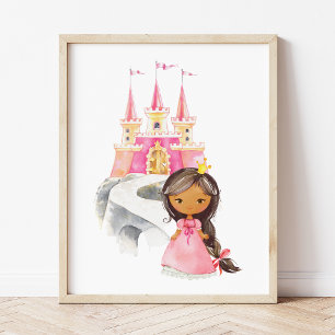 Afroamerikanische Prinzessin, Schloss, Mädchen-Kin Poster